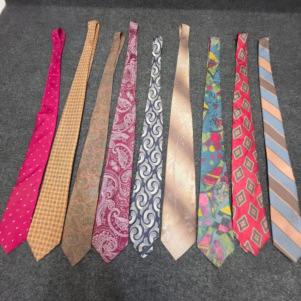 Vintage Designer Silk Tie Lot Yves Saint Laurent Armani Canali Balmain 9pc